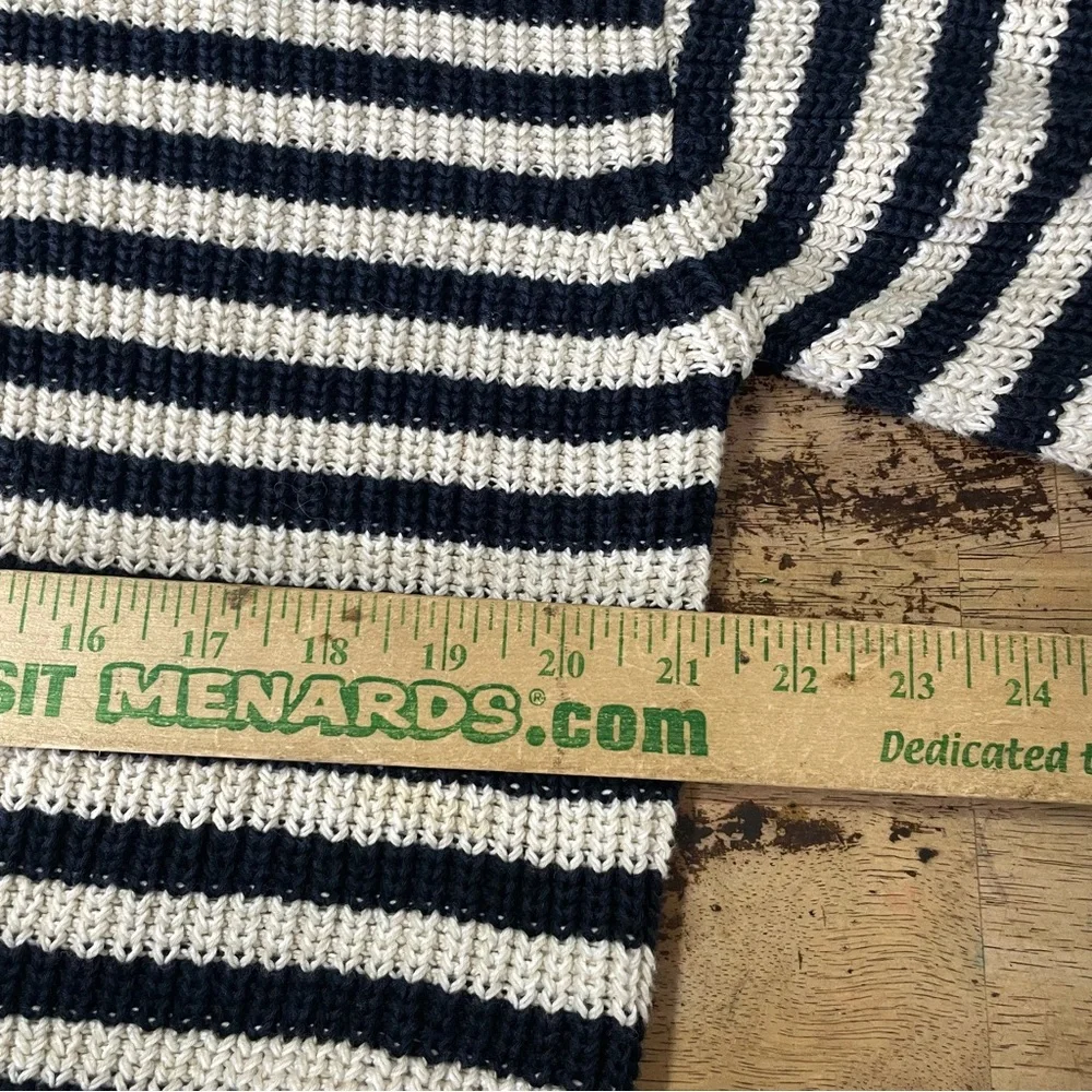 J. Crew Oversized Striped‎ Crew Neck Sweater Navy Ivory Medium